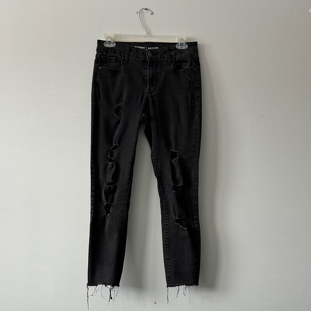 Old Navy Women's Black Ripped Skinny Jeans